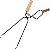 Metal Fireplace Tongs with Wooden Handle 47cm Safe Distance for Firewood Handling V1258-DP02-BOL-108