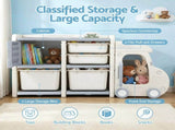 Keezi Toy Storage Organizer with 4 Storage Bins and Cabinet, Bookcase Toys Box, Toy Storage for KPS-TOY2T-4BIN-BG