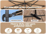 Instahut Outdoor Umbrella 3m Left-right Tilting Cantilever Patio Parasol Beige UMB-ROMA-5TIL-BG