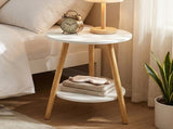 Levede Round Coffee Table 2-Layer Living Room End Tables Bedroom Side Tables NI1090-WH-AU