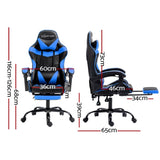 Artiss Gaming Office Chair Recliner Footrest Blue OCHAIR-G-R4775-FT-BK-BU