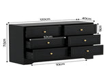 Artiss 6 Chest of Drawers Tallboy Cabinet - LEIF Black FUR-U-CDR-6D-BK-AB