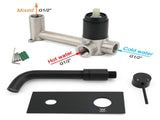 Matt Black Round Basin Mixer Bathtub Wall Mounted Faucet Tap Laundry Spout Set V1233-KRD301B