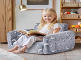 2-in-1 Kids Sofa, Foldable Toddler Soft Couch Armrests, Glow in the Dark Kids Couch Fold Out V952-ZDETSFHSTAZMPAV8I001V0