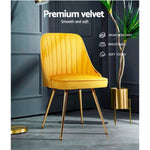 Artiss Dining Chairs Set of 2 Velvet Channel Tufted Yellow UPHO-D-DIN203C-VEL-YEX2