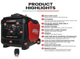 GENPOWER 4.7kW Peak 3.8kW Inverter Generator, Push Button & Remote Start, Portable w/ Wheels, V219-GENPTRGN47SA
