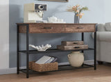 Entryway Table with 2 Drawers, Console Table with Storage Shelves, Sofa Table for Living Room, Entry V1127-AU-CT03-BRN