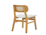 Rattan Back Dining Chairs Set of 2, White Faux Leather V1127-AU-DC03-BGE
