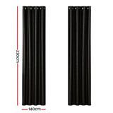 Artiss 2X Blockout Curtains Eyelet 140x230cm Black Shine BC-SHINE-140X230-BK