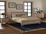 4 Pieces Bedroom Suite Queen Size Silver Brush in Acacia Wood Construction Bed, Bedside Table & V43-BDS-SSH-4PC-DRS-Q