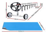 Aquabuddy Pool Cover 500 Micron 10x4m Swimming Pool Solar Blanket Blue Silver 5.5m Roller PC-100X40-500-DX-BL-ROLLER