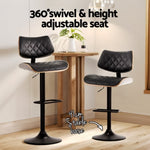 Artiss Bar Stools Kitchen Dining Chairs Gas Lift Stool Wooden Leather Black BA-TW-8095-BK