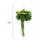 Gold Framed Roof Hanging Disc With Draping Life-Like Plants UV Resistant 40cm V637-DP88000G