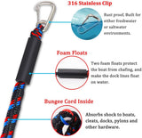 Boat Bungee Dock Lines with 316 Stainless Clips - Shock-Absorbing Jet Ski Dock Line, PWC V1258-DP02-WO-474