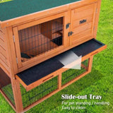 Rabbit Hutch Chicken Coop 92 x 45 x 82cm 2 Storey Cage Run Aria V274-PET-RH401
