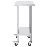 Stainless Steel Work Table 24 x 18 x 38 Inch, with 4 Wheels, 3 Adjustable Height Levels, Heavy Duty V952-CFBXGGZTLCDJ3QDV2V0