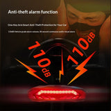 Smart Bike Tail Light with Turn Signals, Rechargeable Bicycle Horn Bike Alarm with Remote, V1192-AZ-W-2931
