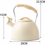 Stainless Steel Tea Kettle With Wooden Handle, 3L Induction Whistling Kettle, Retro Teapot Kettle, V1188-MS-227-2349