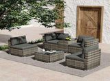 Outdoor Modular Lounge Sofa with Wicker End Table Set V264-OTF-530S-LGR-OTF-507-LGR