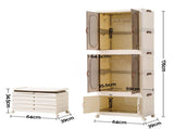 Artiss Foldable Storage Cabinet Stackable Wardrobe Box Clear Magnetic Door White SC-2W1B-6539-WH
