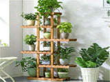 Fin Xxl Carbonized Wood Plant Stand 11 Pots Bonsai Display Shelf Flower Rack Corner V767-XJJ788