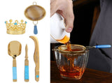 Tea Ceremony Set 304 Stainless Steel Tea Spoon Needle Clip Filter Kit Kung Fu Tea Accessory Gold V1294-YM0718-3118210009911