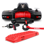 X-BULL 12V Electric Winch 14500LBS synthetic rope with Recovery Tracks Gen2.0 Red V211-AUEB-AXEW016ST001