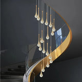 BAMDECOR LT08 18-Heads Solid Crystal Teardrop Chandelier High Ceiling Foyers Entrance Chandeliers V255-BAM-LT08-18-GOLD