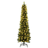 Jingle Jollys Christmas Tree 1.8m Pre-Lit 200 LED Lights Xmas Tree Decorations XM-TR-SLIM-6F-LED