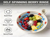 Berry Bowls With Holes Ceramic,berry Washing Bowl Auto-Spin Swirl Drainage Berries, Grapes, Vanilla, V1107-122-07702-BEG