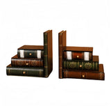 2-Piece Vintage Wooden Bookend Set with 6 Storage Drawers, 16.5 x 12.5 x 17 cm V1188-MS-731-045