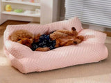 Cooling Ice Silk Pet Sofa Bed with 5D Massage Particles and Removable Washable Cover Plush V1341-ZY-MBKBLJWM-M-PINK
