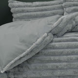 Ardor Jax Grey Chunky Faux Fur Quilt Cover Set Queen V442-INT-QUILTCS-JAX-SMOKE-QS