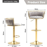 SERENIT Golden Swivel Upholstered Velvet Adjustable Height Counter Stool with Metal Frame Grey V255-SE-GP2312R-GREY