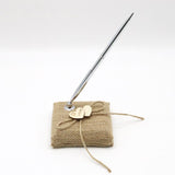 Rustic Burlap Flower Girl Baskets with Pearl Handle,Bow Knot Heart Petals Basket for Vintage Wedding V1370-AZ4-06355