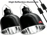 Reptile Light Fixture, 2 Packs 5.5 Inch Deep Dome Lampshade Dimmable, Reptile Heat Lamp Fixture with V1366-AZ2-W-18283