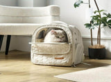 White cat backpack carrier, pet travel carrier, breathable cat backpack, stylish cat carrier, cat V1106-135-GRA-45887