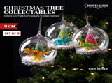 Christabelle 3 Glass Dome Christmas Ornaments Dinosaur Novelty Figures 11cm Xmas Tree Decoratio 112_SHD2002