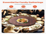 61 cm Wood Lazy Susan Turntable, 360&deg Rotation Round Clear Tabletop Rotating Tray, Acacia Wood V952-CZZP24YCMZHTGZT37V0