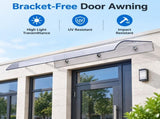 Transparent Window Rain Awning - 400 x 500mm Stackable Thickened Curved Canopy, Bracket Free Wall V888-ELOSUNG55417