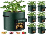 10 Gallon 6-Pack Grow Bags, Durable PE Fabric Pots with Flap and Handles, Green Planter Bags for V1107-CS-OLGPFGG25