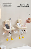 3 PCS Cute Suction Cup Bathroom Organizer Wall Mounted Toothbrush Holder No Drill Storage Caddy with V888-ELOSUNG41526