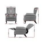 Artiss Recliner Armchair Grey Fabric Domini RECLINER-A6-LIN-GY