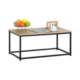 CARLA HOME Modern Rustic Coffee Table - Wood Top Metal Frame - Brown - Steel - Modern Coffee Table V178-36423