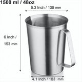 304 Stainless Steel Measuring Cup with Handle and Pour Lip, Metal Pitcher with Oz and ML Marking, V1366-AZ2-W-16263