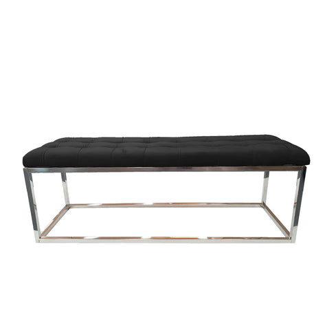 Holly Ottoman Silver Base - Black Seat V292-OTT-HOLLY-SILVERBASE-BLACKSEAT