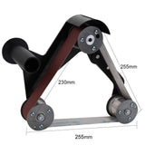 Angle Grinder Belt Sander Attachment Metal Bracket with Three Roller Support for Pipe Tube 360 V1341-ZY-9TSSYUPP-ROUNDTUBESANDERM10