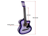 Karrera 38in Cutaway Acoustic Guitar with Carry Bag - Purple Burst CC38-SPU