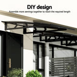 Instahut Window Door Awning Canopy 1mx2m Grey Solid Sheet Metal Frame AWN-B-1X2-SLD-METAL-GR