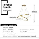 BAMDECOR AD2582/2 Modern LED Chandelier, Hexagonal Rings Ceiling Lighting Contemporary Chandeliers V255-BAM-AD2582-2-0406-GOLD